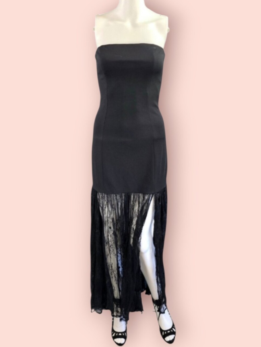Lulus Vesna Black Mixed Media Strapless Maxi-Dress Size S - Picture 7 of 16